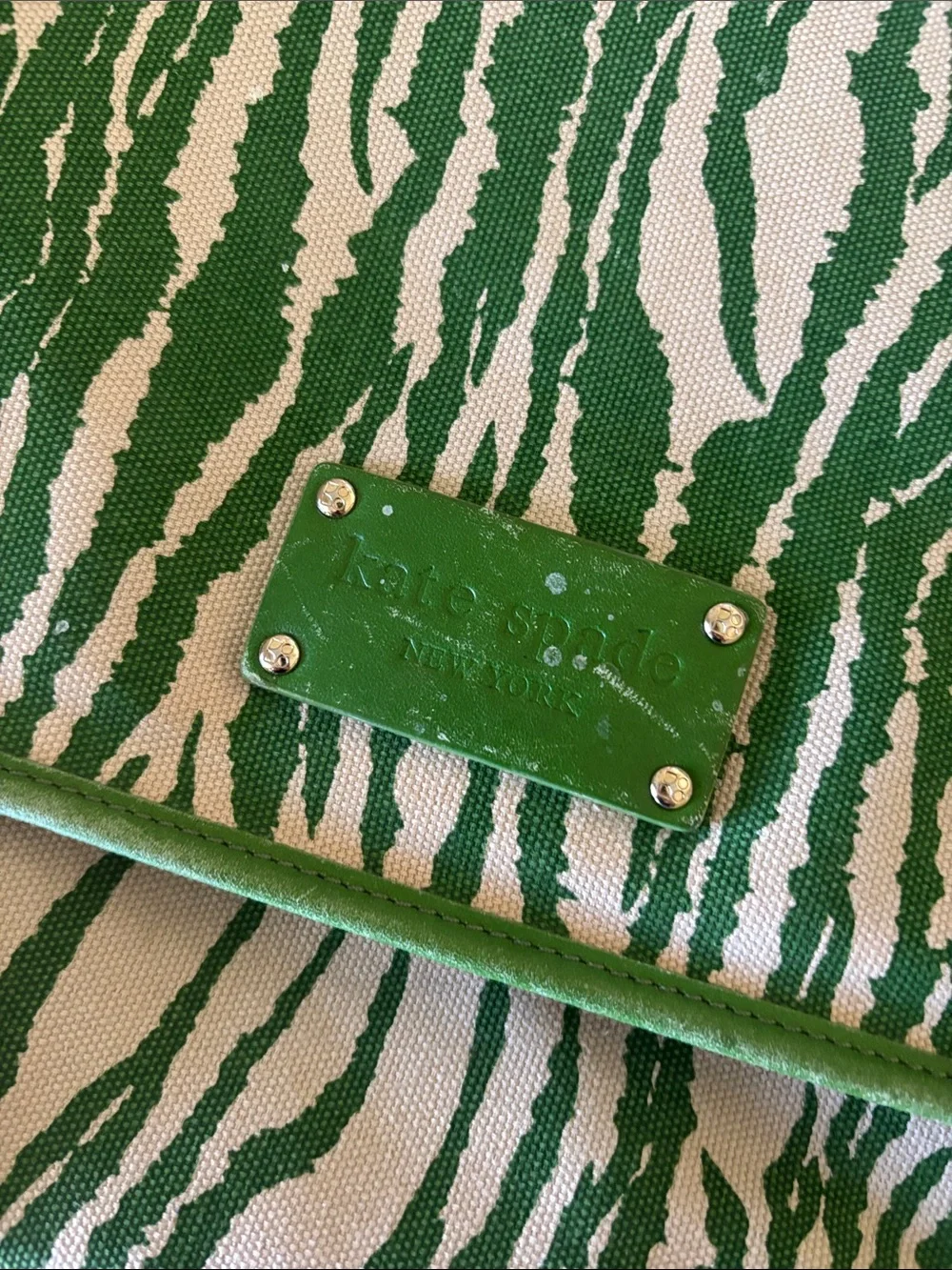 [Kate Spade] Diaper Bag- Green and Cream Zebra Print